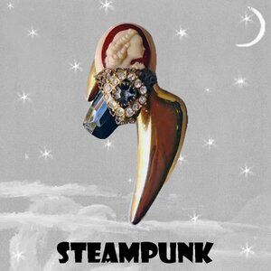 Avant Garde Cameo Brooch - Big Large Unisex Steampunk Pin with Crazy Details!